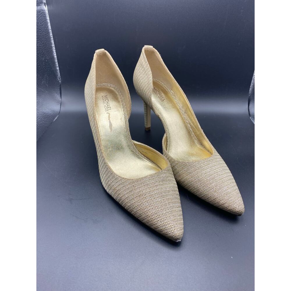 MICHAEL KORS GOLD GLITTER CHAIN MESH PUMPS HEELS SPARKLE SIZE 10
